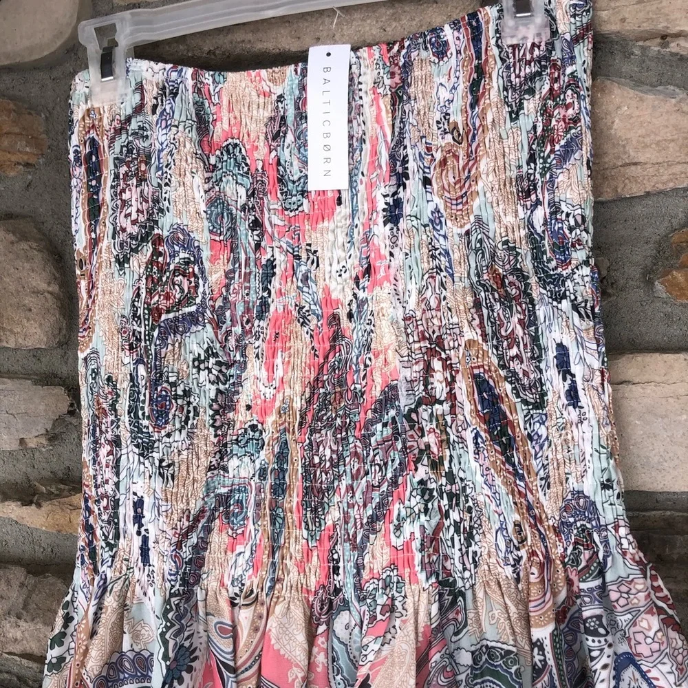 NWT Soieblu Baltic Born Strapless Paisley Print Maxi Dress Pastel Size Large - Picture 8 of 14